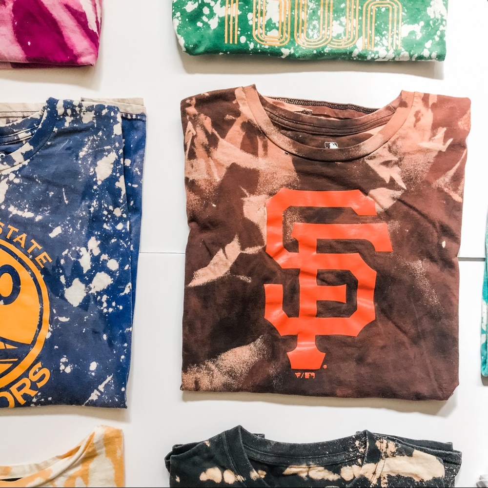 Custom San Francisco Giants Tie Dye Graphic Logo T Shirt Black & Brown Size XXL